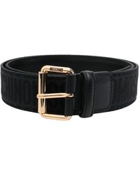 Moschino - Accessoires ,Zwart ,Leer 1555 Cintura Multilogo - Lyst