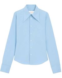 Ami Paris - Overhemden ,Blauw ,Katoen Sharp Collar Adjusted Shirt - Lyst