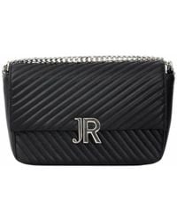 John Richmond - Schwarze Lederschultertasche Mit Silbernen Logo-Initialen - Lyst