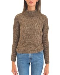 Nenette - Gebreide Trui Met Gemengde Steek En Hoge Hals - Lyst