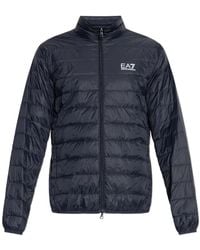 EA7 - Jassen ,Blauw ,Core Identity Packable Down Jacket - Lyst