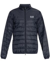 EA7 - Jassen ,Blauw ,Core Identity Packable Down Jacket - Lyst
