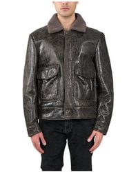 Salvatore Santoro - Shearling Leren Jas Met Ritssluiting - Lyst