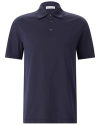 Roberto Collina - Tops ,Blauw ,Katoen Cotton Knit Polo - Lyst