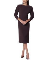 ANDAMANE - Kleedjes ,Rood ,Polyester Amanda Afgeronde Schouder Jurk - Lyst