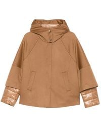 Herno - Jassen ,Bruin ,Katoen Lichtbruine Hooded Panel Jacket - Lyst