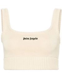 Palm Angels - Weißes gestricktes ärmelloses logo-top - Lyst