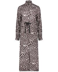 Herno - Kleedjes ,Bruin ,Polyester Elegante Lange Jurk - Lyst