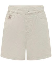 Ami Paris - Korte Broeken ,Wit ,Katoen Shorts Met Logopatch - Lyst
