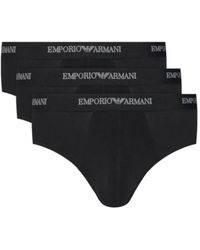 Emporio Armani - Drie-Pack Stretch Jersey Slips - Lyst