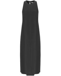 Harris Wharf London - Schwarzes Ärmelloses Langes Kleid Mit Drop-Öffnung - Lyst