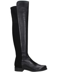 Stuart Weitzman - Zwarte Leren Over De Knie Laarzen - Lyst