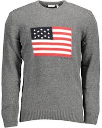 U.S. POLO ASSN. - Grauer pullover mit langen ärmeln bestickt - Lyst
