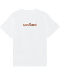 Soulland - Tops ,Wit ,Katoen Rhinestone Logo T-Shirt - Lyst