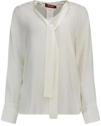 Max Mara - Silk Tie Neck Blouse - Lyst