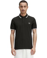 Fred Perry - Tops ,Zwart ,Groen Twin Tipped Polo Shirt - Lyst