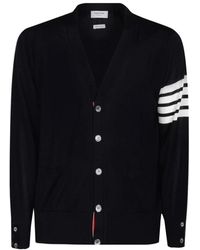 Thom Browne - Truien & Vesten ,Blauw ,Wol V-Neck Cardigan Sweater - Lyst