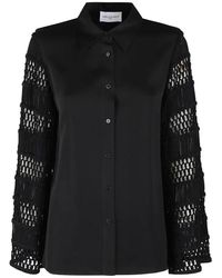 Isabelle Blanche - Schwarze Häkelbluse Mit Spitzkragen - Lyst