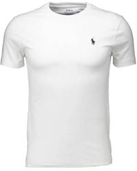 Ralph Lauren - Stilvolles weißes t-shirt mit blauem logo - Lyst