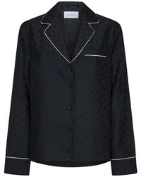 Off-White c/o Virgil Abloh - Camisa negra de mezcla de seda con logo jacquard tono sobre tono - Lyst