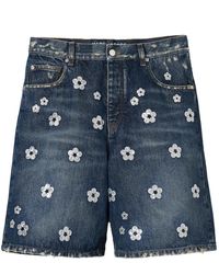 Marc Jacobs - Korte Broeken ,Blauw ,Katoen Sequin Daisy Wide Leg Shorts - Lyst