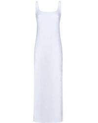 Fisico - Kleedjes ,Wit ,Elegante Witte Jurk Met Zijsplit - Lyst