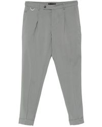Low Brand - Broeken ,Grijs ,Wol Gekreukte Wollen Cropped Broek - Lyst