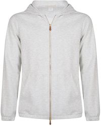 Eleventy - Hoodies & Sweatvesten ,Grijs ,Katoen Sportieve Hoodie Van Katoen, Kasjmier En Zijde - Lyst