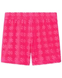 Tory Burch - Korte Broeken ,Roze ,Katoen Fuchsia Logo Katoenen Shorts - Lyst