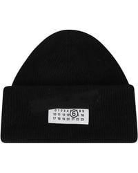 MM6 by Maison Margiela - Schwarze Logo Beanie Mütze - Lyst