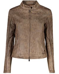 Desigual - Jassen ,Bruin ,Leer Mao Collar Jacket - Lyst