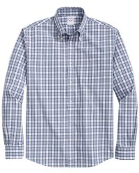 Brooks Brothers - Aqua tartan regular fit baumwoll-popeline freitags-sport-hemd mit button-down-kragen - Lyst