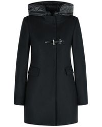 Fay - Jassen ,Zwart ,Wol Zwarte Toggle Wollen Jas Met Kikker - Lyst