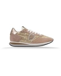 Philippe Model - Laminierte Wildleder Stoff Sneakers Mit Pailletten - Lyst