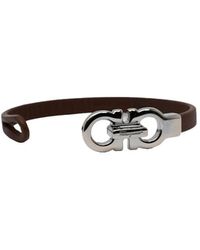 Ferragamo - Accessoires ,Bruin ,Leer Gancini Armband - Lyst