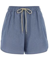 Jacob Cohen - Korte Broeken ,Blauw ,Linnen Pant Boxer Short Elastic Waist Julie - Lyst