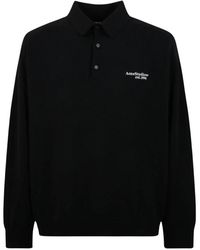 Acne Studios - Hoodies & Sweatvesten ,Zwart ,Wol Wool Knit Polo - Lyst