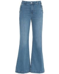 Liu Jo - Blauwe Flared Jeans Met Strass Applicaties - Lyst