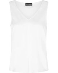 Emporio Armani - Seidenes Ärmelloses V-Ausschnitt-Shirt - Lyst