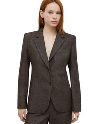 Marella - Jassen ,Bruin ,Lurex Blazer Met Array-Patroon - Lyst