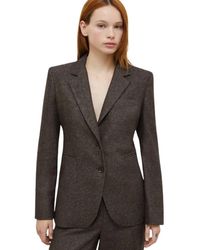 Marella - Jassen ,Bruin ,Lurex Blazer Met Array-Patroon - Lyst