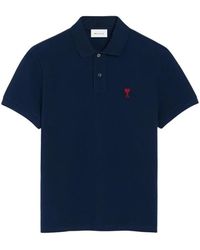 Ami Paris - Tops ,Blauw ,Katoen De Coeur Polo - Lyst