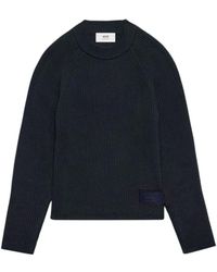 Ami Paris - Blaue crewneck sweater mit etikett - Lyst