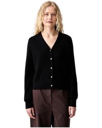 Marc O' Polo - Truien & Vesten ,Zwart ,Wol Korte Gebreide Cardigan - Lyst