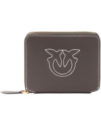 Pinko - Accessoires ,Bruin ,Leer Love Birds Leren Portemonnee - Lyst