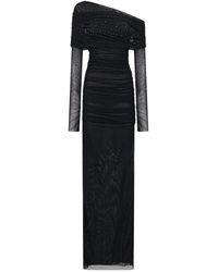 Amen - Kleedjes ,Zwart ,Zwarte Gedrapeerde Strass Jurk - Lyst