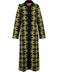 La DoubleJ - Truien & Vesten ,Veelkleurig ,Wol Geometrisch Print Maxi Jas - Lyst
