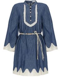 Zimmermann - Kleedjes ,Blauw ,Denim Denim Mini Jurk - Lyst