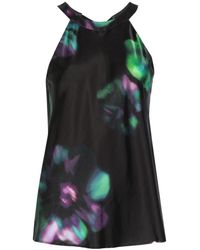 Pinko - Tops ,Zwart ,Satijn Zwarte Satijnen Mouwloze Tanktop - Lyst