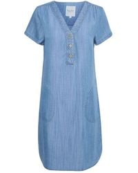 Part Two - Blaues Denim Kleid Mit V-Ausschnitt - Lyst